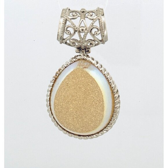 Estate Sterling Silver 925 Drusy Quartz Teardrop Pendant, 17.5g, No Chain - Picture 1 of 9